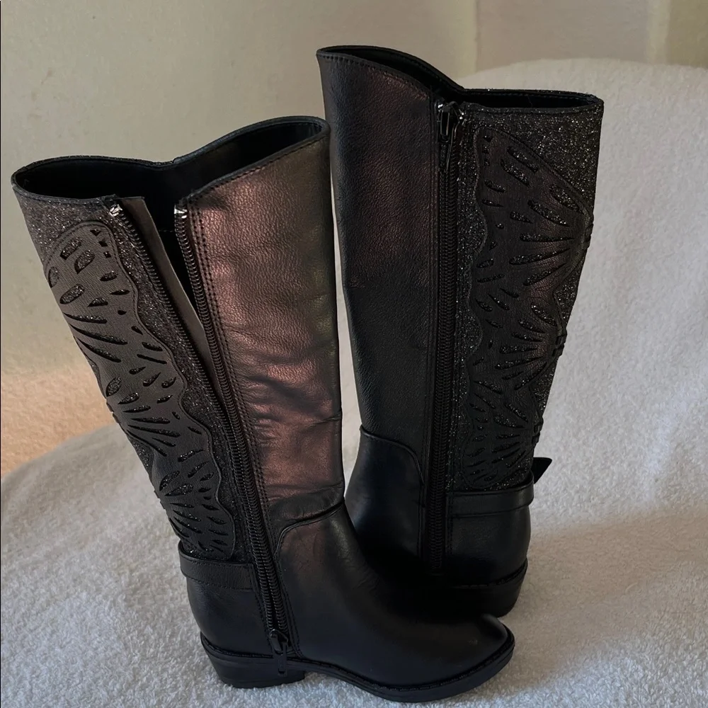 Copper Key Elegant Black Over the Knee Boots